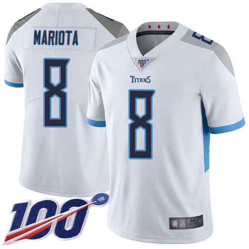 Tennessee Titans Limited White Men Marcus Mariota Road Jersey NFL Football #8 100th Season Vapor Untouchable